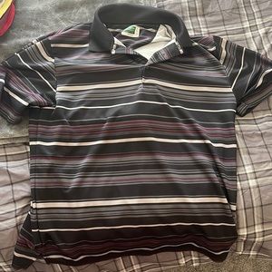 L Ben Hogan golf polo. Black with pink and grey stripes